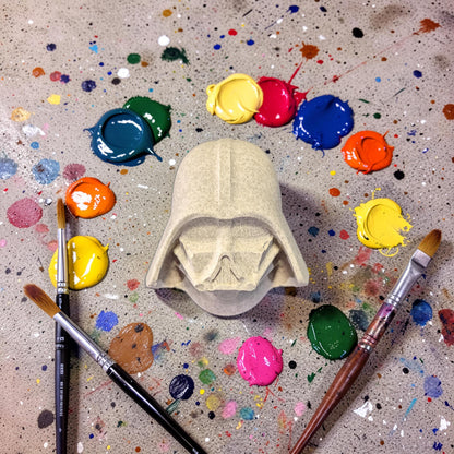 Paint Your Own Space Helmet Concrete Magnet, Sci-Fi Birthday Party Activity Favor, DIY Craft Painting Kit, Galaxy Soldier Dark Lord Magnet