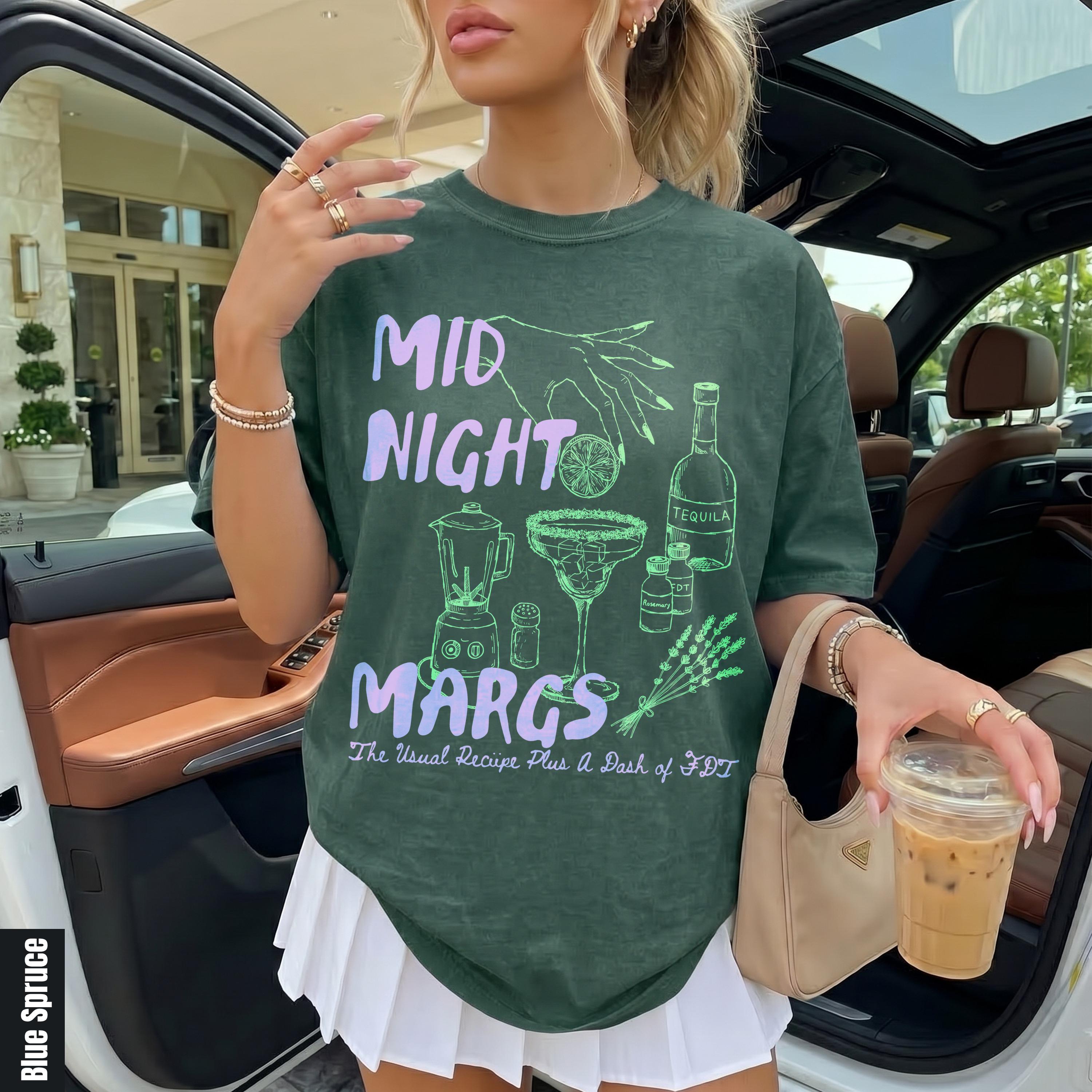 Graphic tee with &amp;quot;MID NIGHT MARGS&amp;quot; text and margarita ingredients.