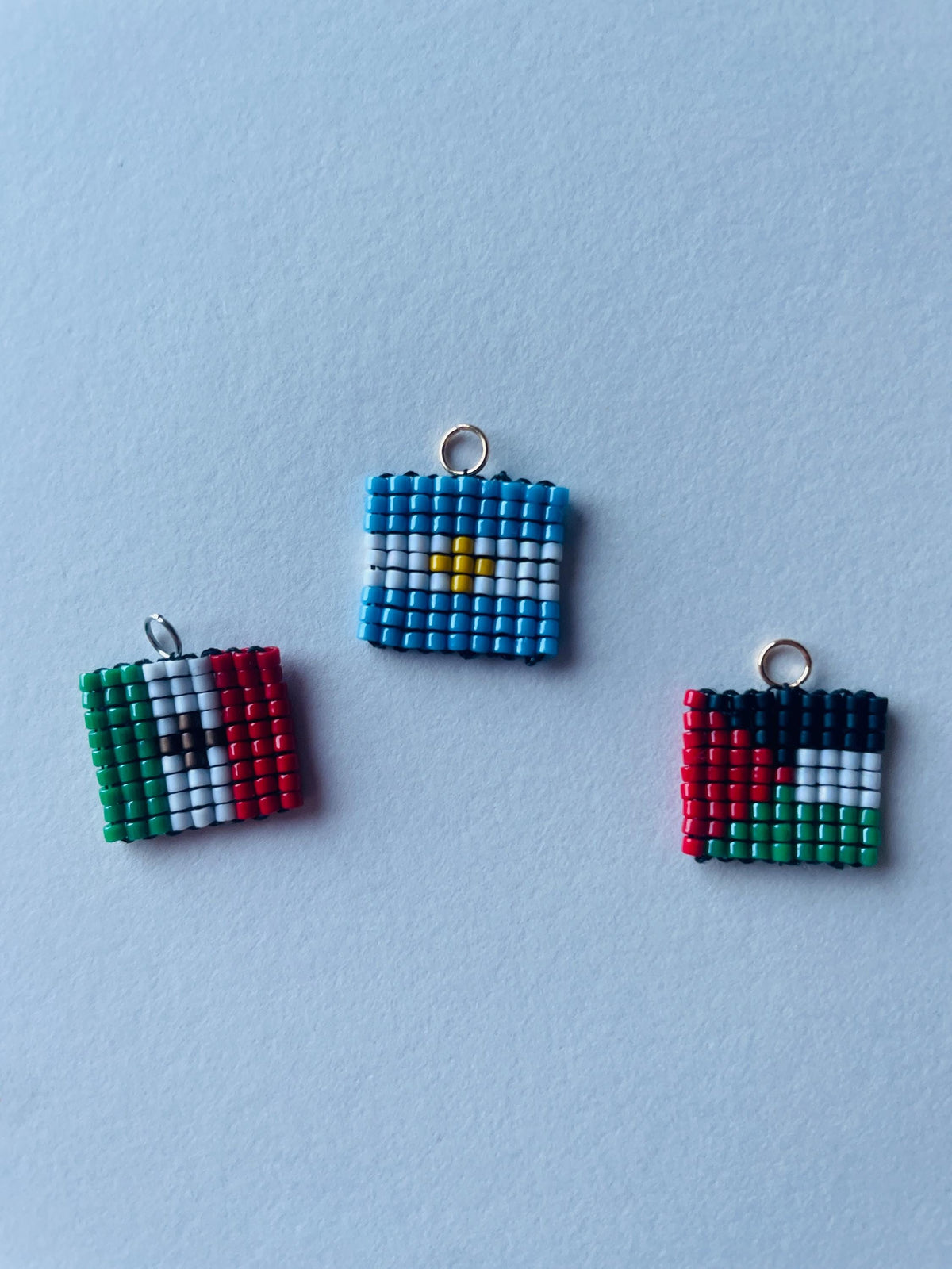 Handmade Custom Country Flag Charm, Handstitched, Glass Seed Bead, Beaded Jewelry, Travel Gift, Ancestry, Heritage Jewelry, Bag Charm