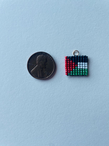 Handmade Custom Country Flag Charm, Handstitched, Glass Seed Bead, Beaded Jewelry, Travel Gift, Ancestry, Heritage Jewelry, Bag Charm
