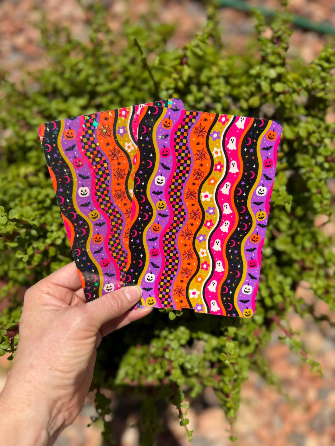Colorful Halloween E-Reader Insert, Retro Ghosts Skulls and Spiderwebs, Spooky Bookish Accessory, Clear or Holographic Overlay