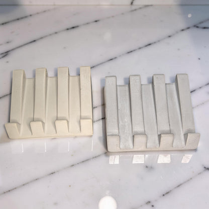 Concrete Waterfall Soap Dish | Self Draining Soap Holder for Bathroom and Kitchen Shower | Plain Concrete Modern Soap Saver Dish