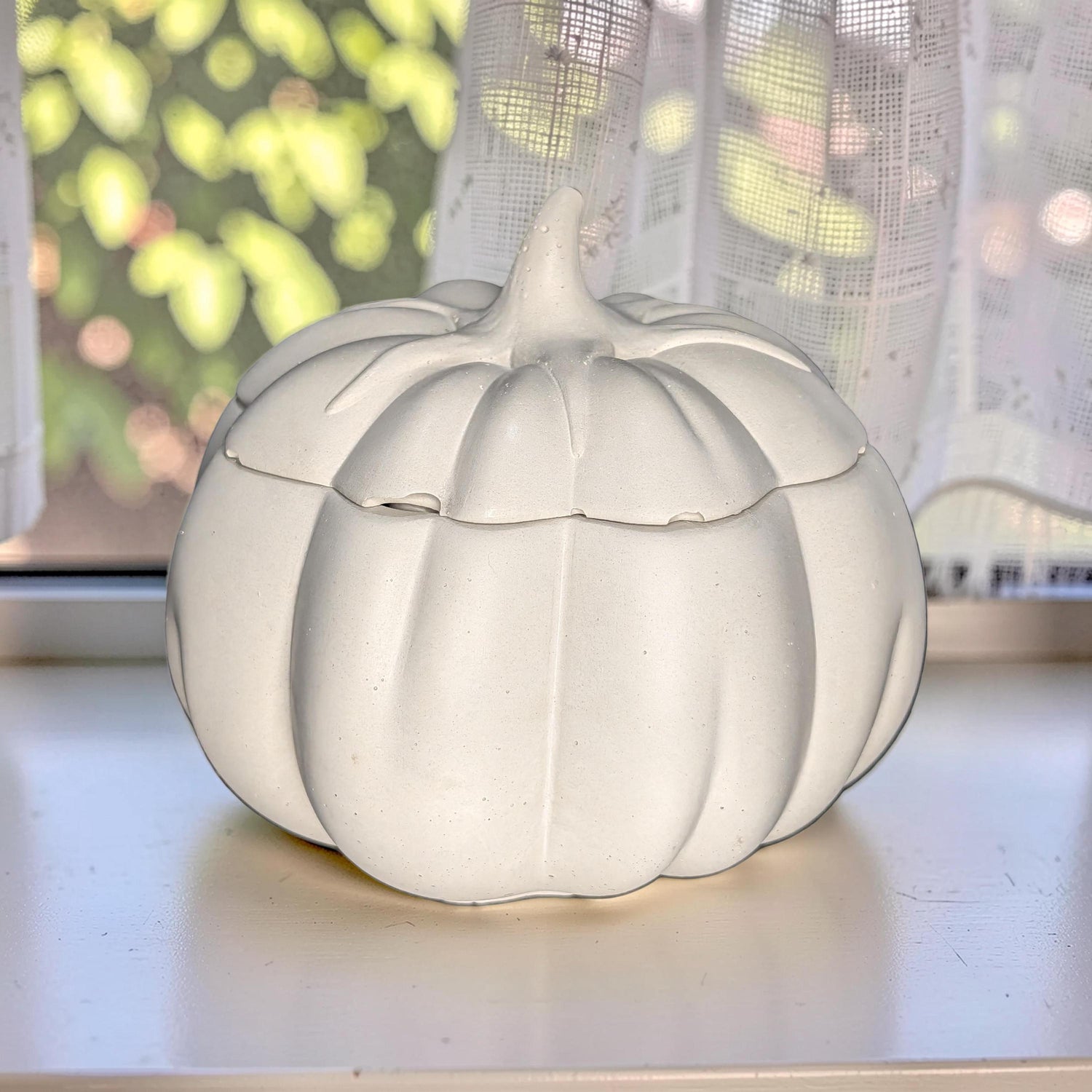 Concrete Tomato Jar with Lid - 9.5oz Paint Your Own Ceramic Style Cast Stone Vessel, Cute Vegetable Trinket Box, Kitchen Decor &amp; Candle Jar