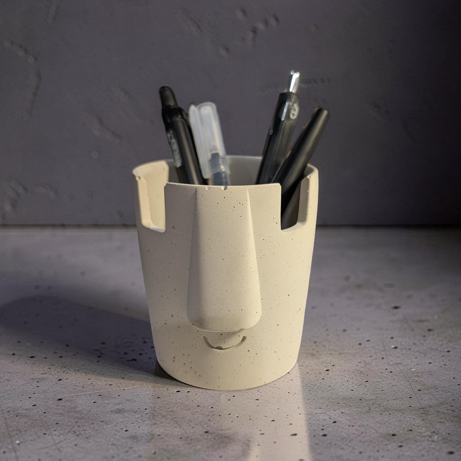 Concrete Glasses Holder &amp; Pencil Cup, Minimalist Face Glasses Stand, Unique Modern Desk Organizer, Eyeglass Stand, Cute Teacher Gift
