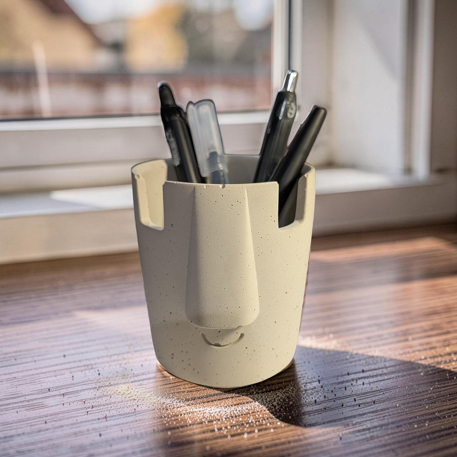 Concrete Glasses Holder &amp; Pencil Cup, Minimalist Face Glasses Stand, Unique Modern Desk Organizer, Eyeglass Stand, Cute Teacher Gift