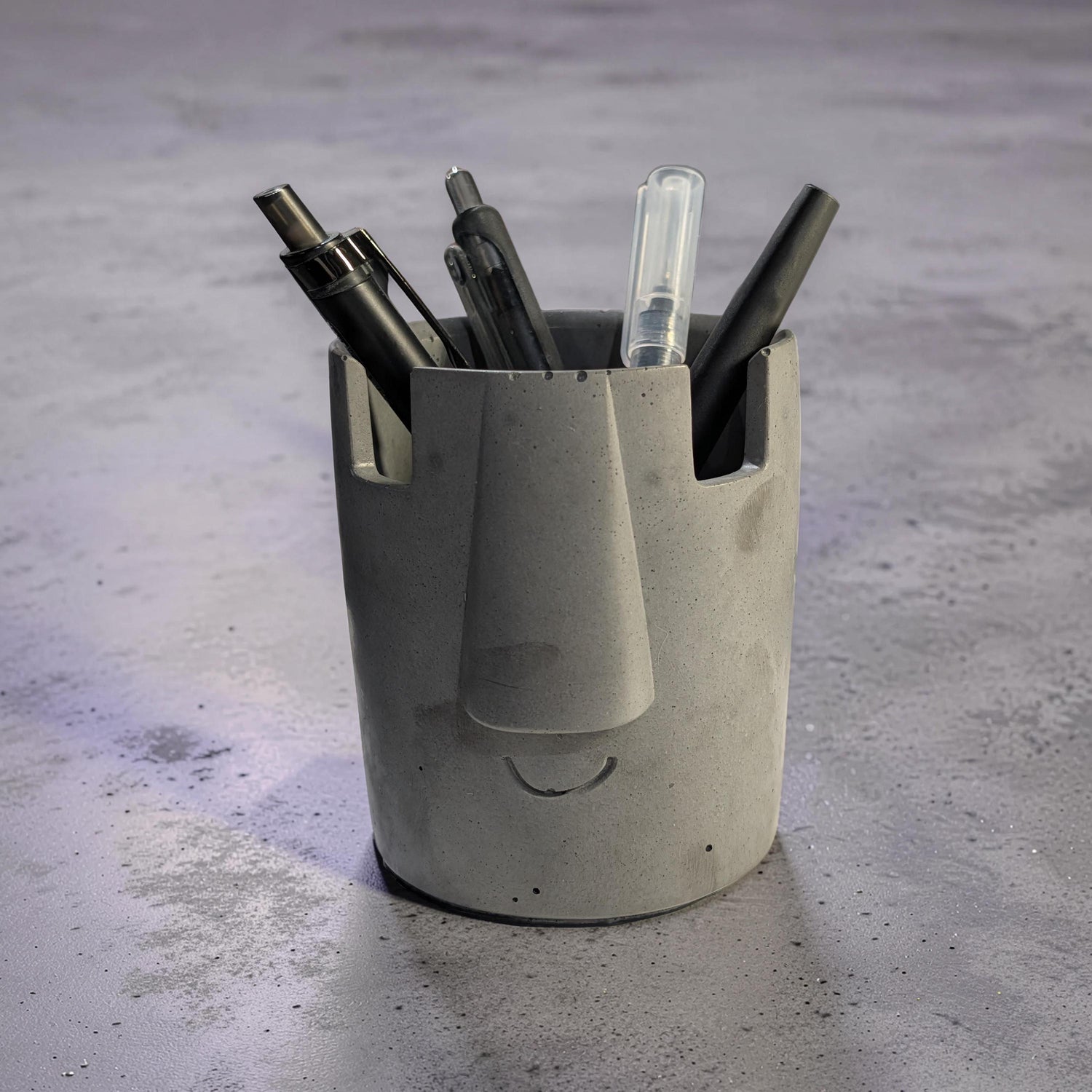 Concrete Glasses Holder &amp; Pencil Cup, Minimalist Face Glasses Stand, Unique Modern Desk Organizer, Eyeglass Stand, Cute Teacher Gift