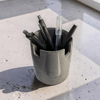 Concrete Glasses Holder &amp; Pencil Cup, Minimalist Face Glasses Stand, Unique Modern Desk Organizer, Eyeglass Stand, Cute Teacher Gift
