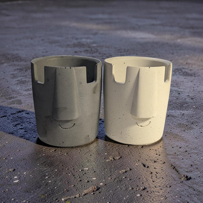 Concrete Glasses Holder &amp; Pencil Cup, Minimalist Face Glasses Stand, Unique Modern Desk Organizer, Eyeglass Stand, Cute Teacher Gift