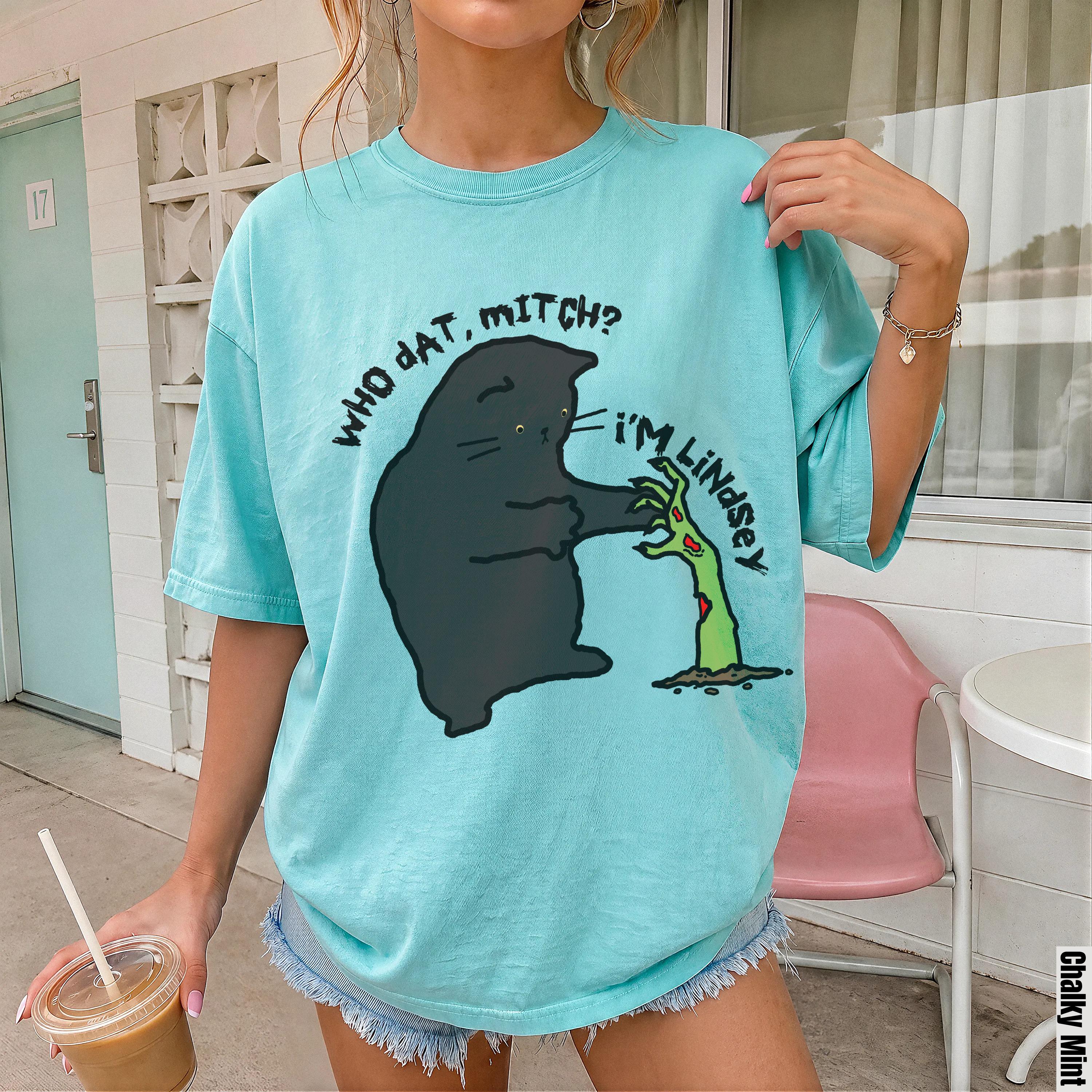Black cat graphic tee with &amp;quot;Who dat, Mitch? I&amp;