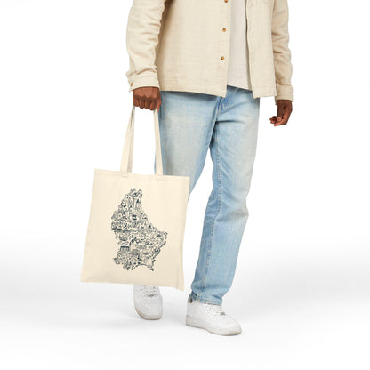 Luxembourg Map Illustration Tote bag | Country Landmark Doodle Canvas Tote