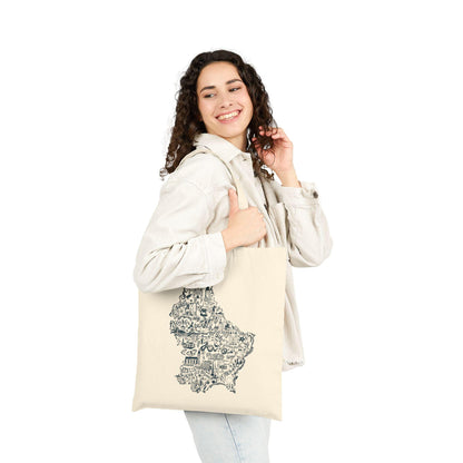 Luxembourg Map Illustration Tote bag | Country Landmark Doodle Canvas Tote