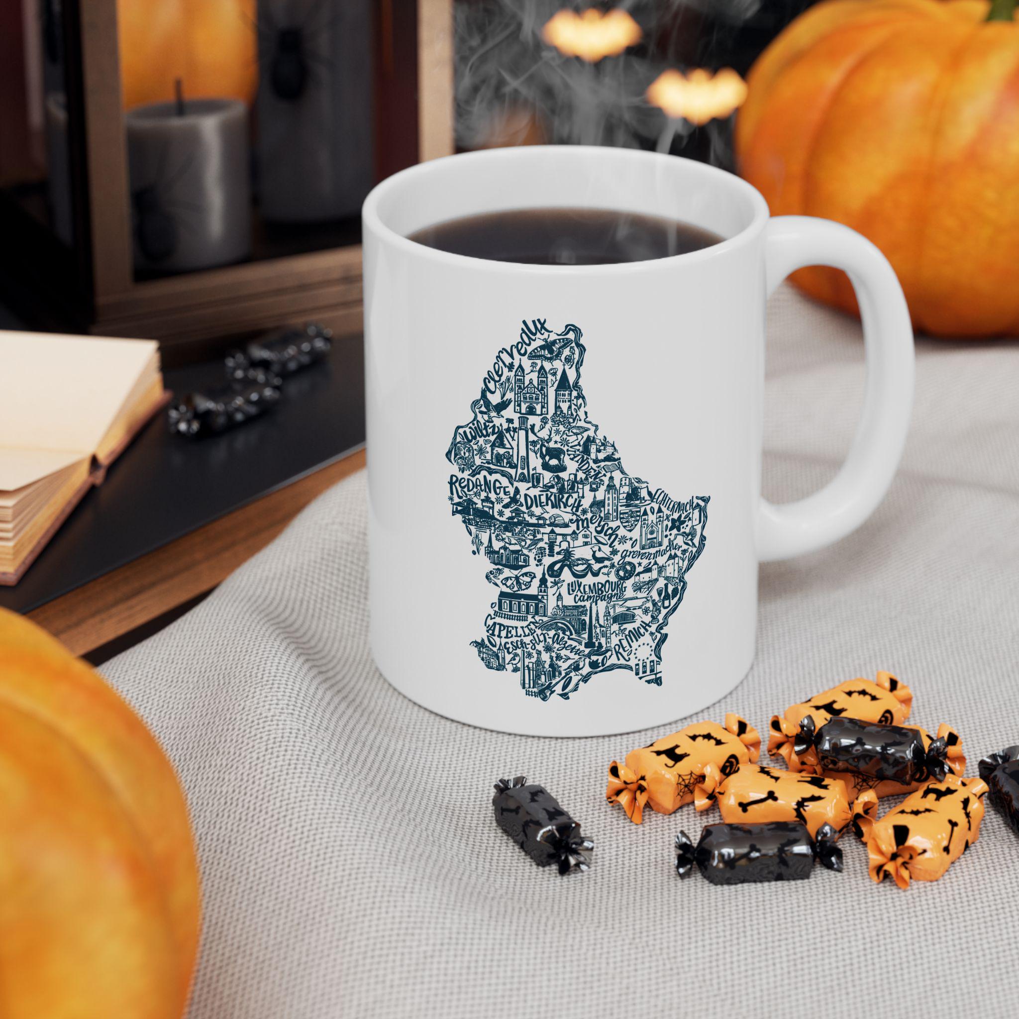 Luxembourg Map Illustration Mug | Ceramic Coffee Tea Cup