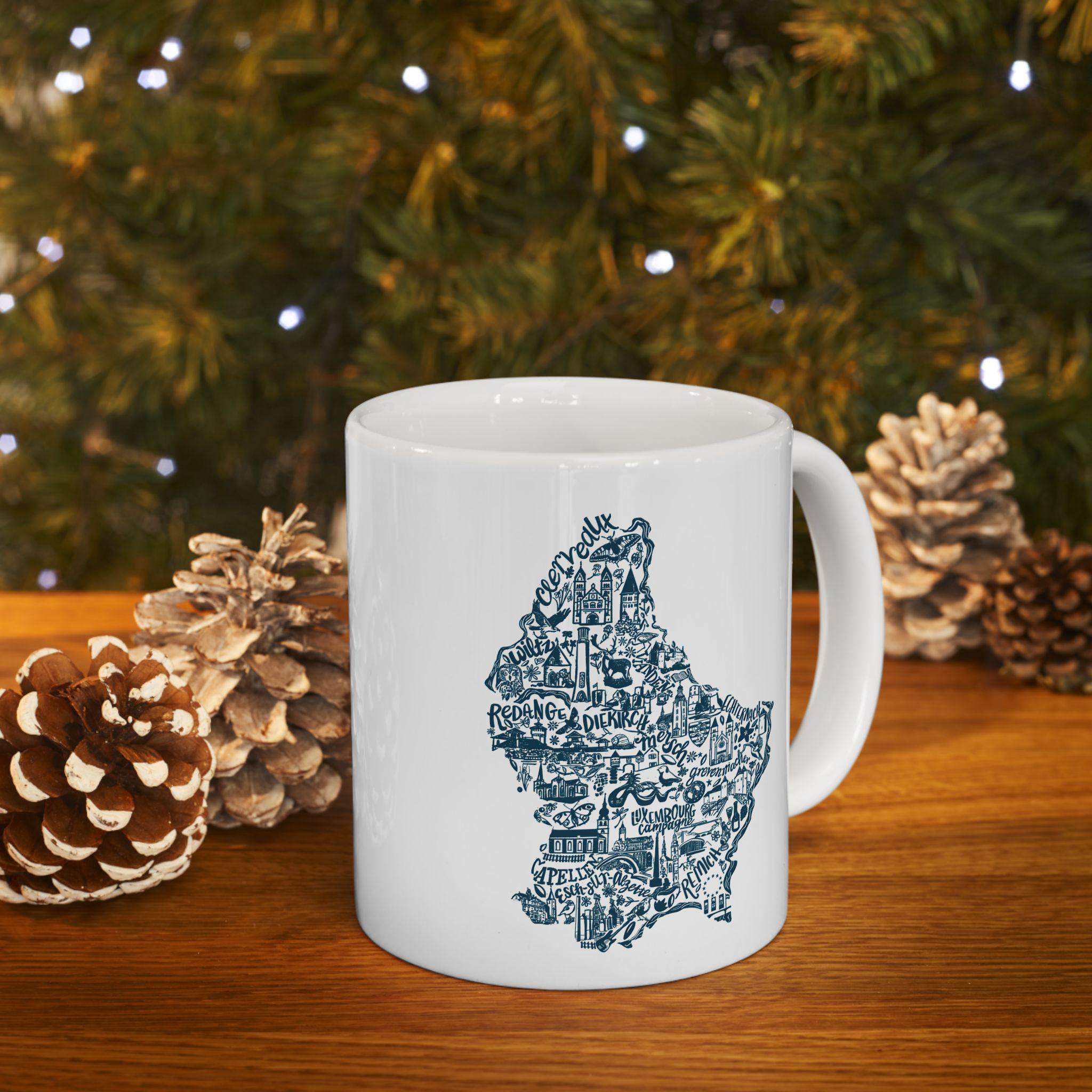 Luxembourg Map Illustration Mug | Ceramic Coffee Tea Cup