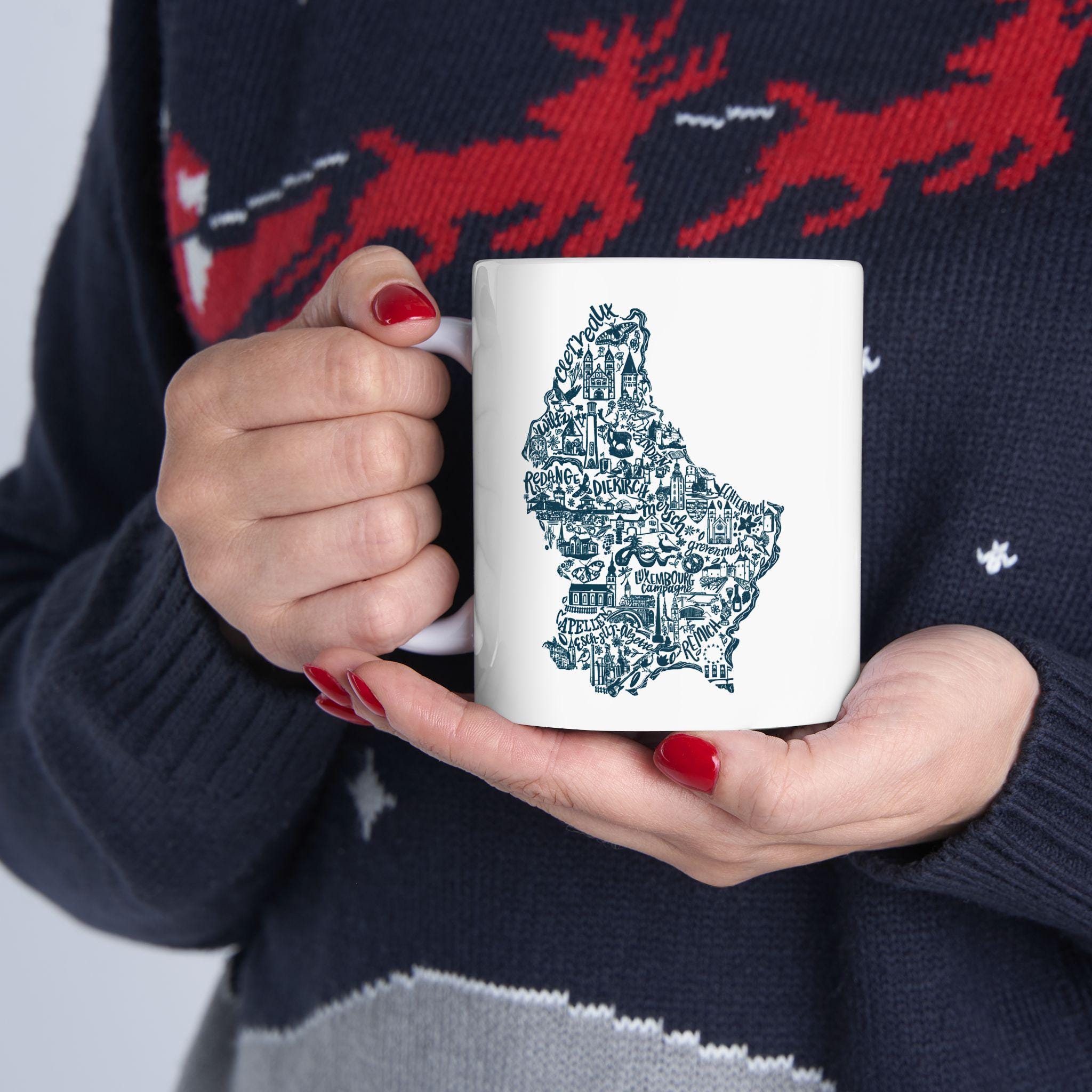 Luxembourg Map Illustration Mug | Ceramic Coffee Tea Cup