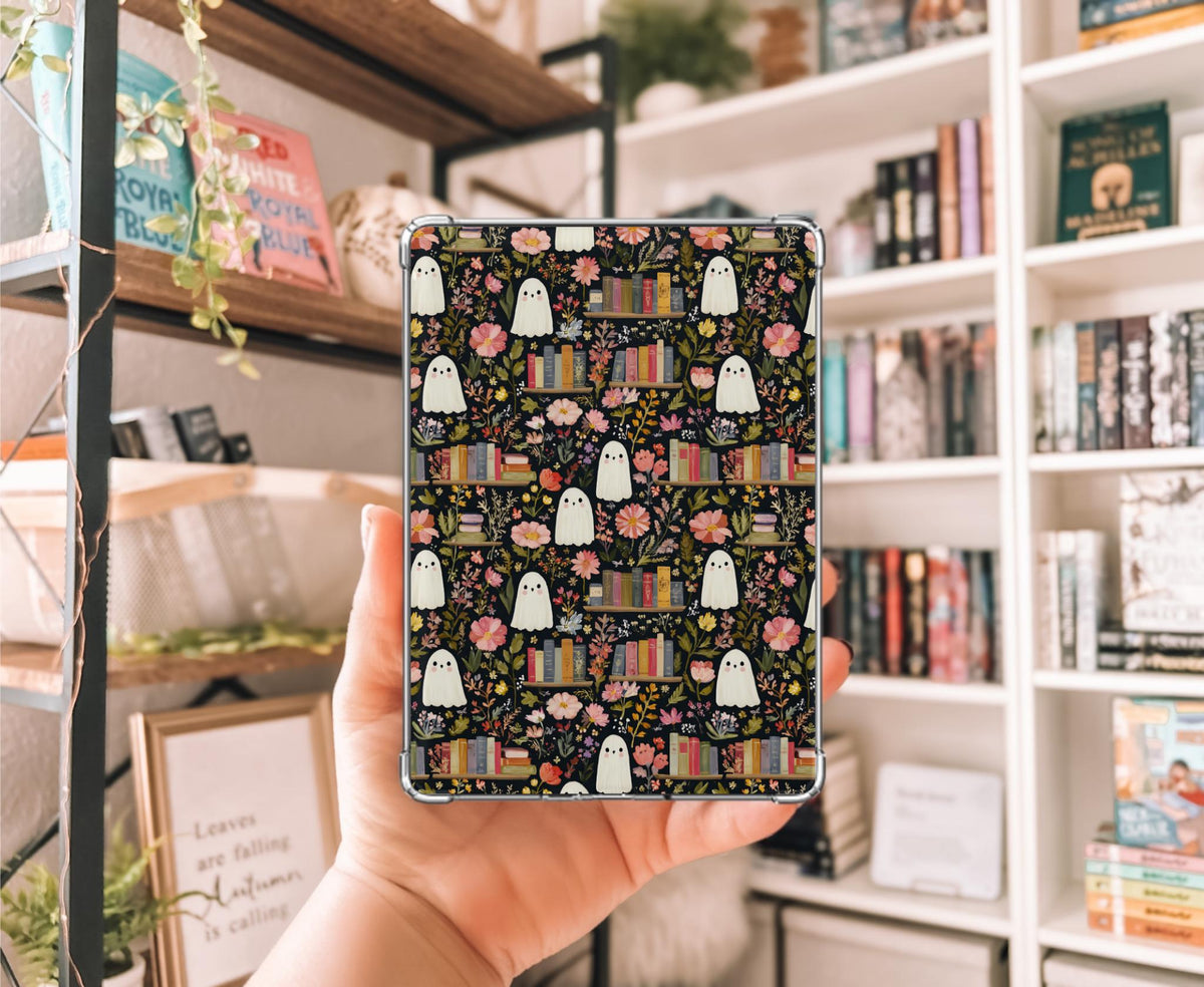 Ghost Bookshelves Kindle Insert |Meadowlark Nest | Fall Spooky Ghost Kobo Insert