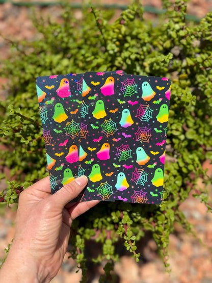Neon Ghost Kindle Insert, Spooky Cute E-Reader Insert, Halloween Reading Accessory, Clear or Holographic Overlay, Bookish Gift