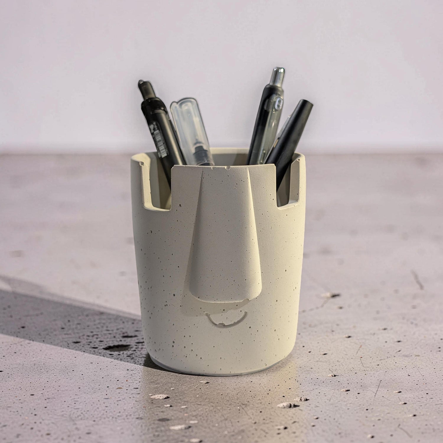 Concrete Glasses Holder &amp; Pencil Cup, Minimalist Face Glasses Stand, Unique Modern Desk Organizer, Eyeglass Stand, Cute Teacher Gift