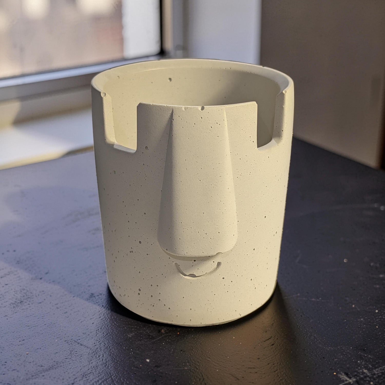 Concrete Glasses Holder &amp; Pencil Cup, Minimalist Face Glasses Stand, Unique Modern Desk Organizer, Eyeglass Stand, Cute Teacher Gift