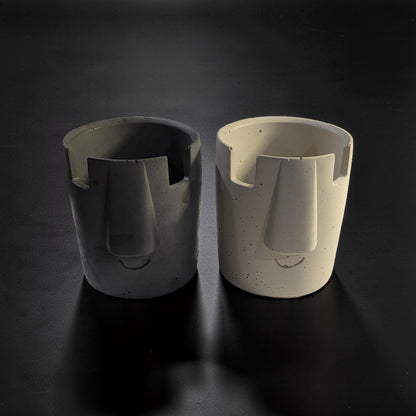 Concrete Glasses Holder &amp; Pencil Cup, Minimalist Face Glasses Stand, Unique Modern Desk Organizer, Eyeglass Stand, Cute Teacher Gift