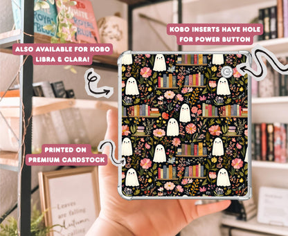 Ghost Bookshelves Kindle Insert |Meadowlark Nest | Fall Spooky Ghost Kobo Insert