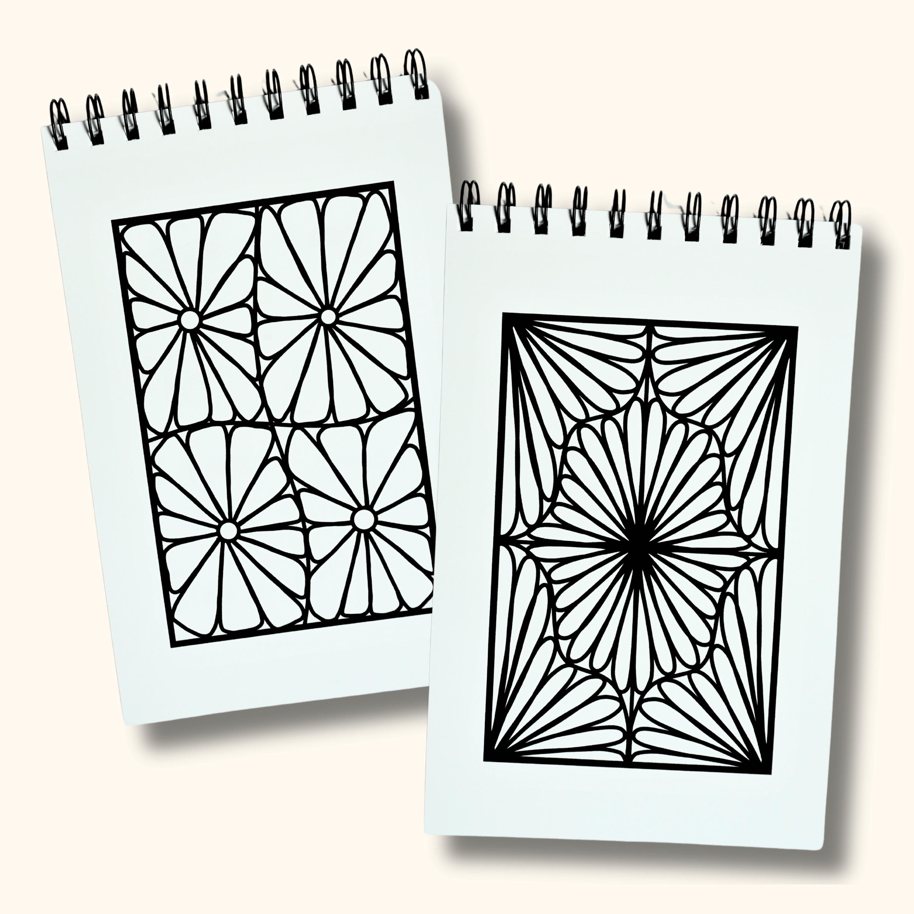 Petal Patterns Coloring Book, Stress Relief Floral Pages, Handmade Illustrated