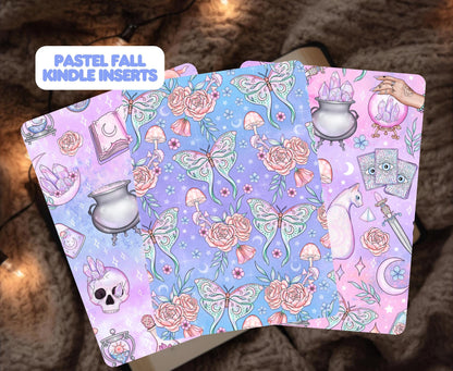 Pastel Fall Mystical Moths Kindle Insert | Bright Halloween Witchy Kobo Insert | Meadowlark Nest | Fall Spooky Kobo Kindle Insert