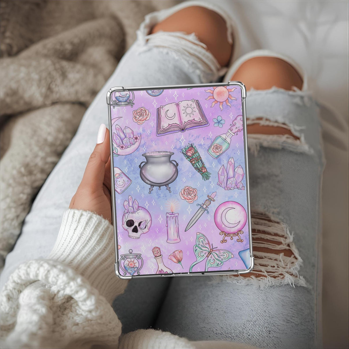 Pastel Fall Mystical Moths Kindle Insert | Bright Halloween Witchy Kobo Insert | Meadowlark Nest | Fall Spooky Kobo Kindle Insert