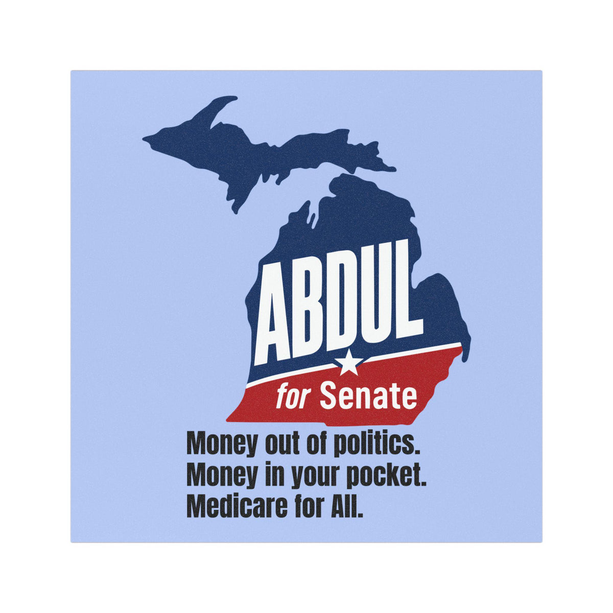 Abdul for Senate Car Magnet, Bumper Stickers | Michigan Map Democratic Progressive Political Campaign magnet