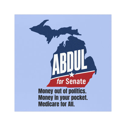 Abdul for Senate Car Magnet, Bumper Stickers | Michigan Map Democratic Progressive Political Campaign magnet