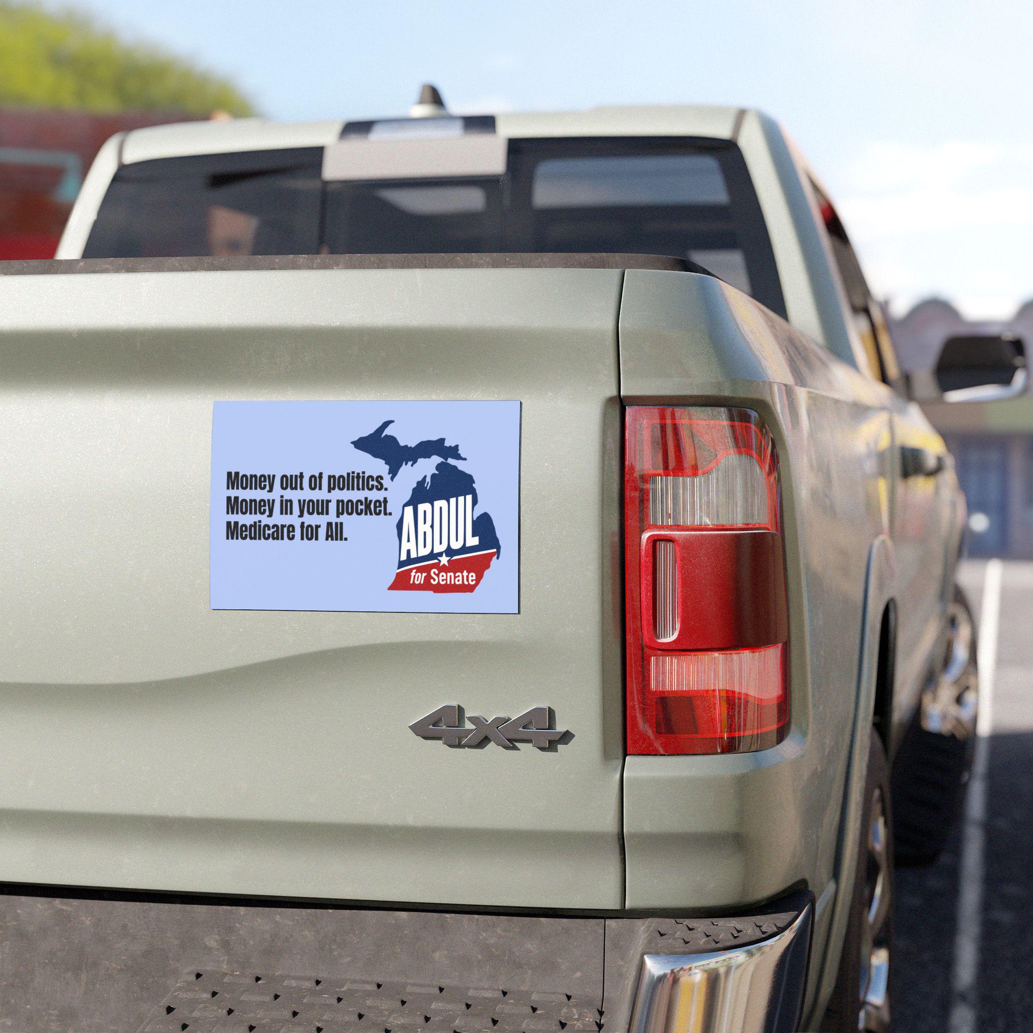 Abdul for Senate Car Magnet, Bumper Stickers | Michigan Map Democratic Progressive Political Campaign magnet