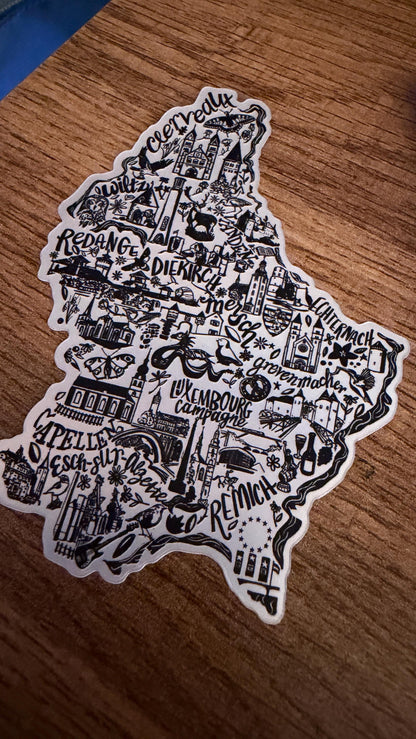 Luxembourg illustrated Landmarks Holographic Sticker
