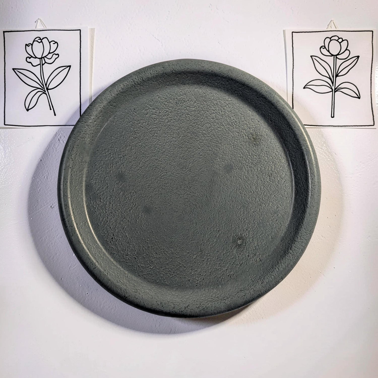 Minimalist Concrete Catchall Tray | Small Round Jewelry Dish &amp; Succulent Plant Saucer | Modern Key Tray, Ring Dish, Candle Coaster