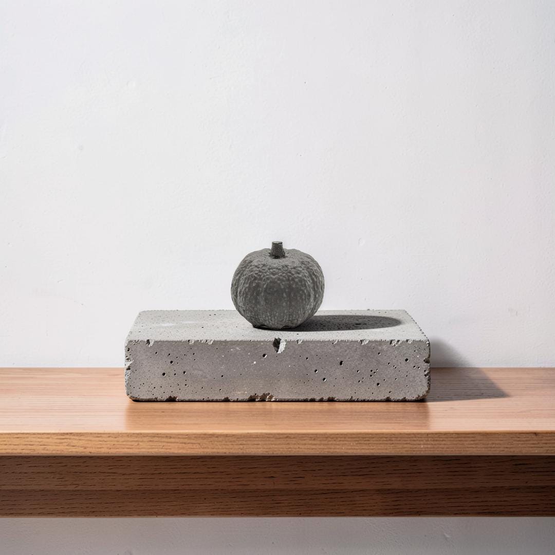 Mini Concrete Pumpkin - Small Autumn Figurine Decor, Hand Poured Modern Fall Table Accent, Tiered Tray Halloween Decor, Single or Mix Match