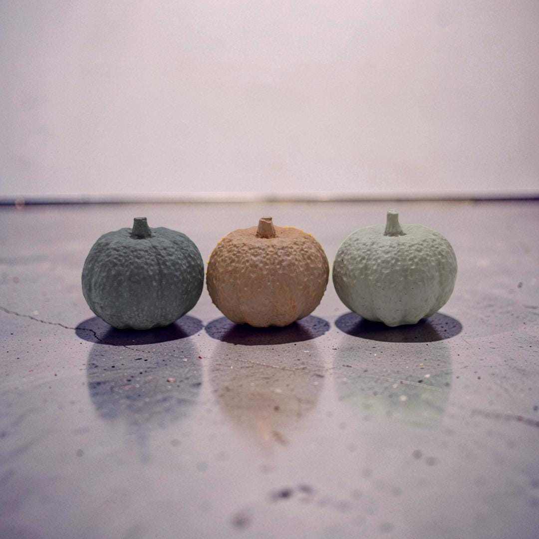 Mini Concrete Pumpkin - Small Autumn Figurine Decor, Hand Poured Modern Fall Table Accent, Tiered Tray Halloween Decor, Single or Mix Match