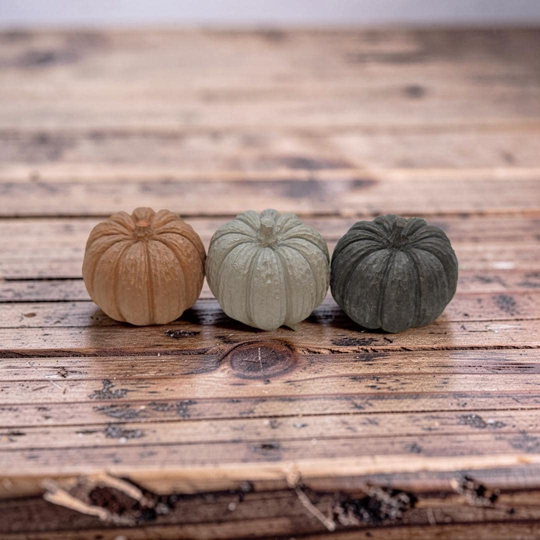 Mini Concrete Pumpkin - Small Autumn Figurine Decor, Hand Poured Modern Fall Table Accent, Tiered Tray Halloween Decor, Single or Mix Match