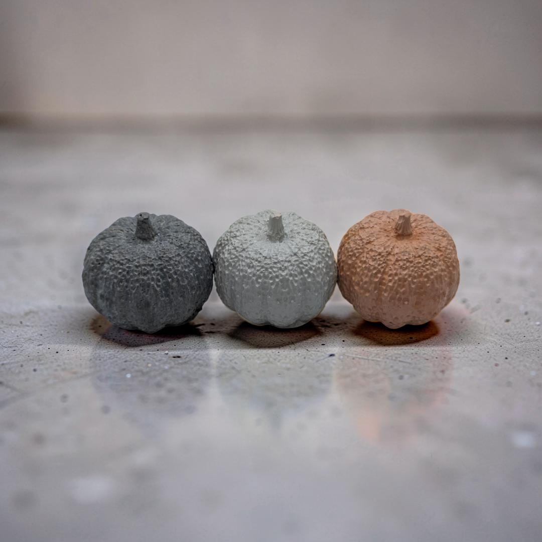 Mini Concrete Pumpkin - Small Autumn Figurine Decor, Hand Poured Modern Fall Table Accent, Tiered Tray Halloween Decor, Single or Mix Match