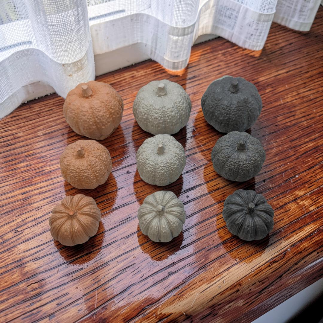 Mini Concrete Pumpkin - Small Autumn Figurine Decor, Hand Poured Modern Fall Table Accent, Tiered Tray Halloween Decor, Single or Mix Match
