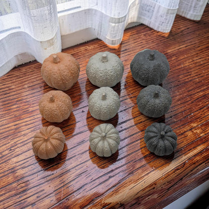 Mini Concrete Pumpkin - Small Autumn Figurine Decor, Hand Poured Modern Fall Table Accent, Tiered Tray Halloween Decor, Single or Mix Match