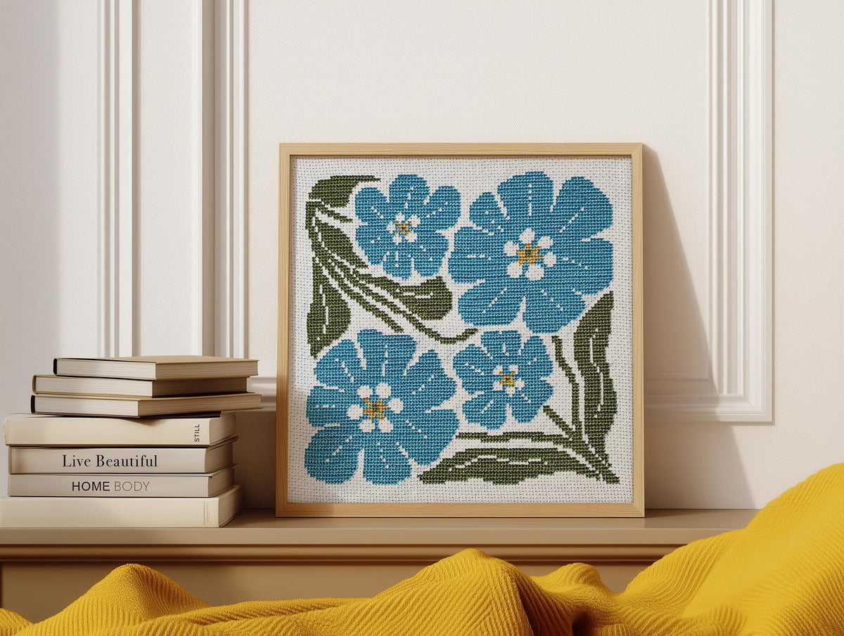 FORGET ME NOT learn counted cross stitch kit