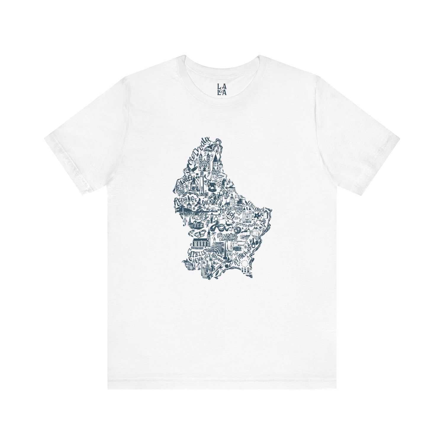 Luxembourg Landmark Map T-Shirt | Illustrated City Icons Tee