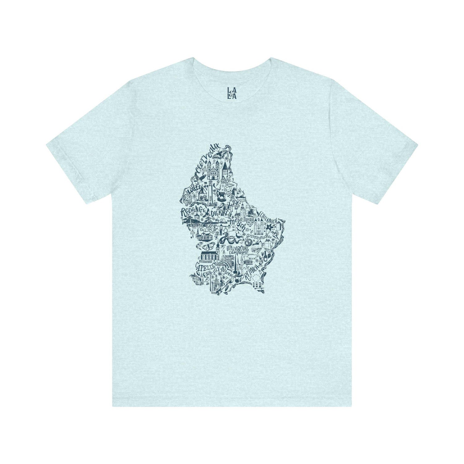 Luxembourg Landmark Map T-Shirt | Illustrated City Icons Tee