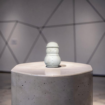 Concrete Snowman Jar with Lid, Christmas Storage Container, Winter Holiday Decor, Minimalist Trinket Box, Small Desk Organizer, Holiday Gift