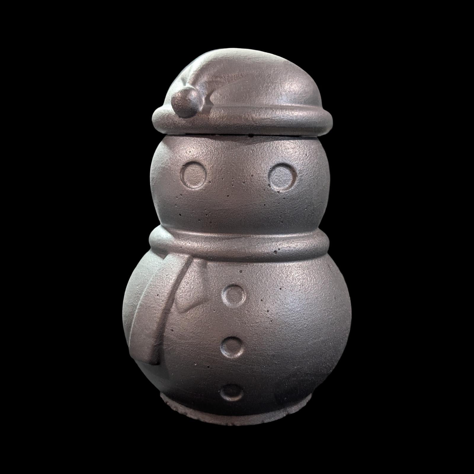 Concrete Snowman Jar with Lid, Christmas Storage Container, Winter Holiday Decor, Minimalist Trinket Box, Small Desk Organizer, Holiday Gift