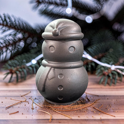 Concrete Snowman Jar with Lid, Christmas Storage Container, Winter Holiday Decor, Minimalist Trinket Box, Small Desk Organizer, Holiday Gift