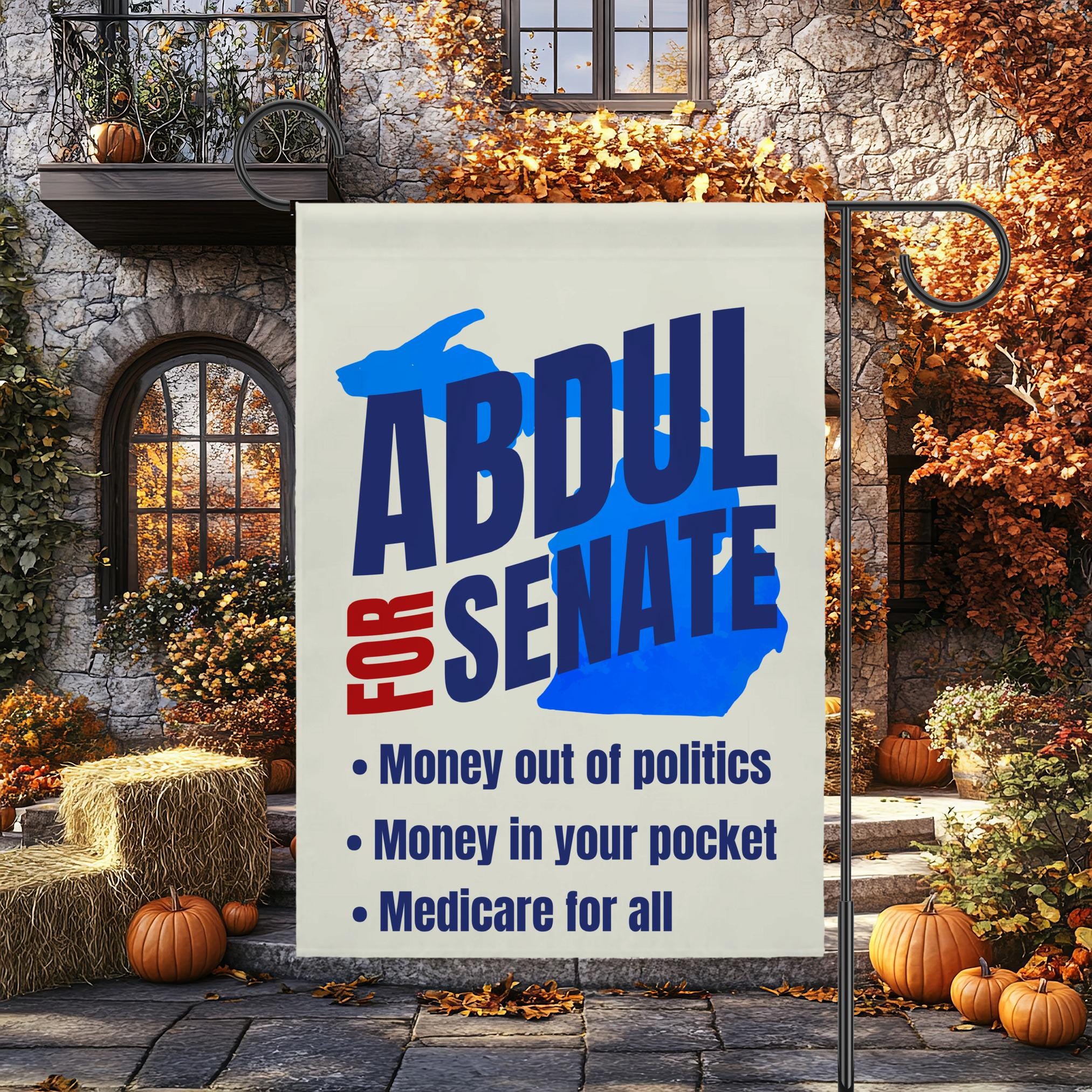 Abdul El-Sayed for Senate Michigan Garden Flag | Progressive Political House Banner Midterm Election 26