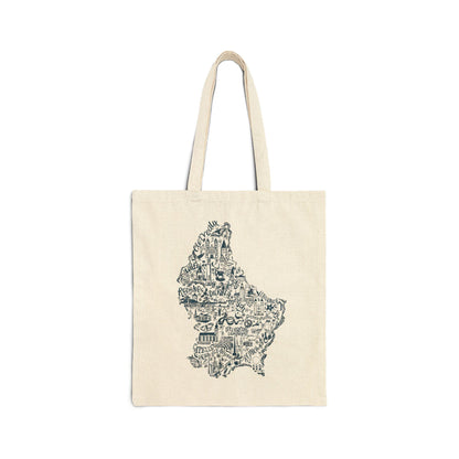 Luxembourg Map Illustration Tote bag | Country Landmark Doodle Canvas Tote