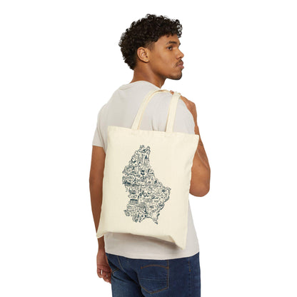 Luxembourg Map Illustration Tote bag | Country Landmark Doodle Canvas Tote