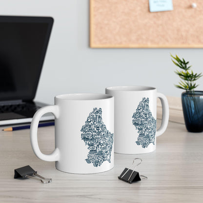 Luxembourg Map Illustration Mug | Ceramic Coffee Tea Cup