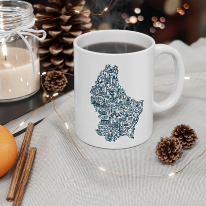 Luxembourg Map Illustration Mug | Ceramic Coffee Tea Cup