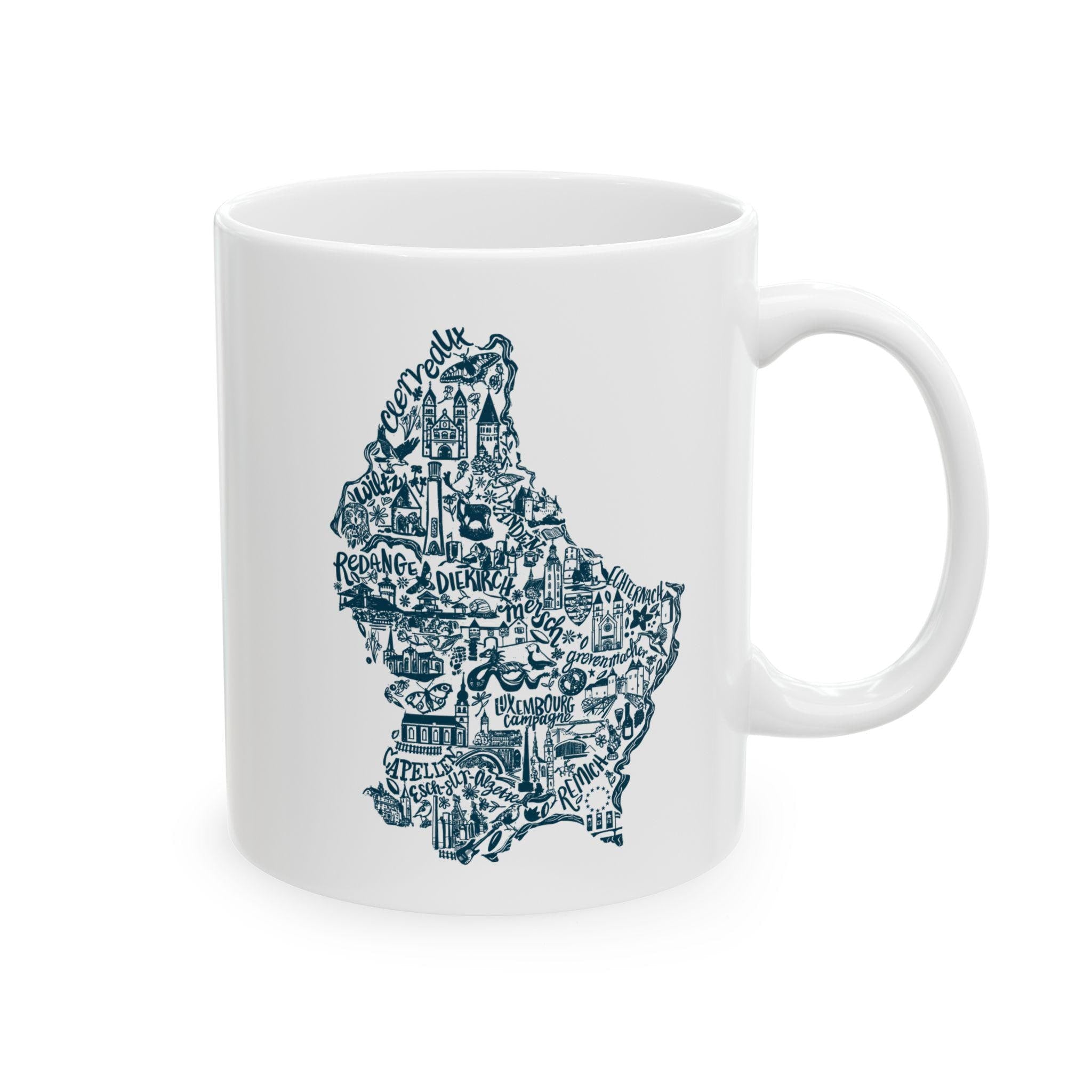 Luxembourg Map Illustration Mug | Ceramic Coffee Tea Cup